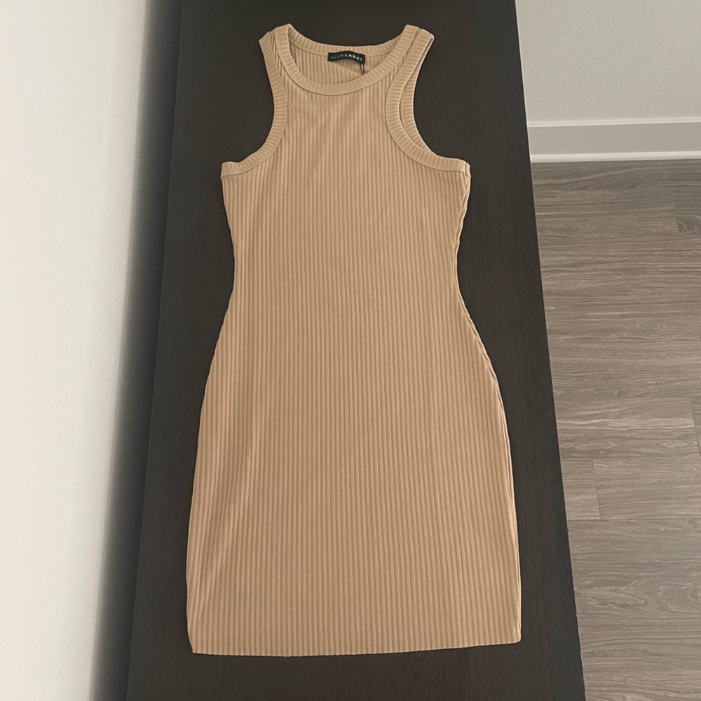 JLUXLABEL Tan Ribbed Mini Dress